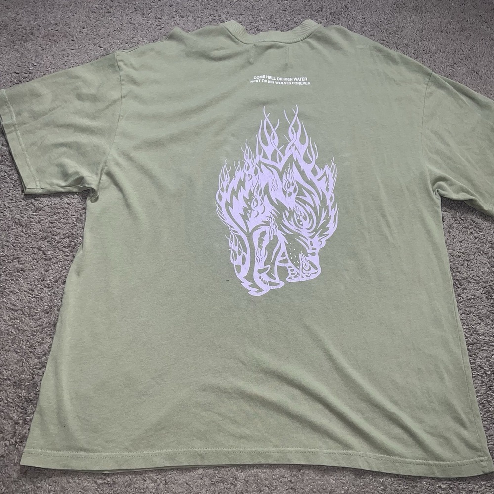 Darc Sport Men's Native Wolf Premium Oversized Tee Green Floral Sz XL